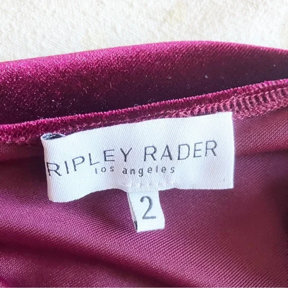 Ripley Rader 2 Velvet Dress Burgundy Red Low Deep Cut V Neck - Picture 3 of 11